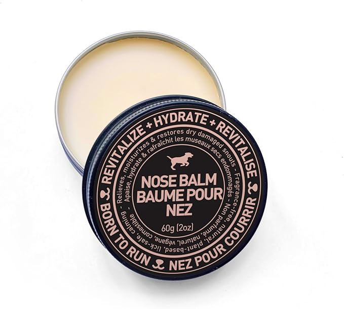 Born To Run Dog Nose Balm | Natural Snout Soother & Cold Wind Sun Protection | Moisturizes & Heals Dry Cracked Chapped Noses | Fragrance-Free Hyperkeratosis Relief Plant-Based Lick Safe Nose Cream 2oz