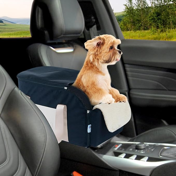Center Console Dog Car Seat, Cat Car Seat Center Console, Detachable Armrest Non-Slip Car Pet Booster Seatm, Dog Console Car Seat for Traveling Camping Small Dogs Cats Under 15 lbs