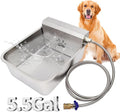 5.5Gal/20L Large Automatic Dog Water Dispenser,Stainless Steel Waterer Feeder Large Water Bowl for Pets & Livestock,Water Auto Fill Waterer with Float Valve Hose Quick Connector,Fit GHT 3/4" Faucet