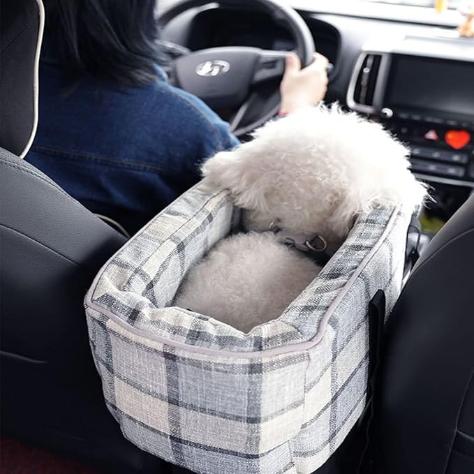 Dog Car Seat, Center Console Dog Car Seat for Small Dogs Pet Car Booster Seat Detachable and Washable Dog Booster Seat Fits Car Home Travel