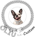 MUMUPET Custom Dog Collar Chain Golden Diamond Name Letters Cuban Style Collar Jewelry Secure Buckle Small Medium Dog Accessories