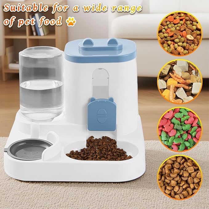 Practical Dog Feeder -27x23x27cm Automatic Feeder Cat Dry Food Water Dispenser | Large Capacity Dog Food Dispenser Waterer Station for Home Indoor Kitten Puppy Small Medium Breed