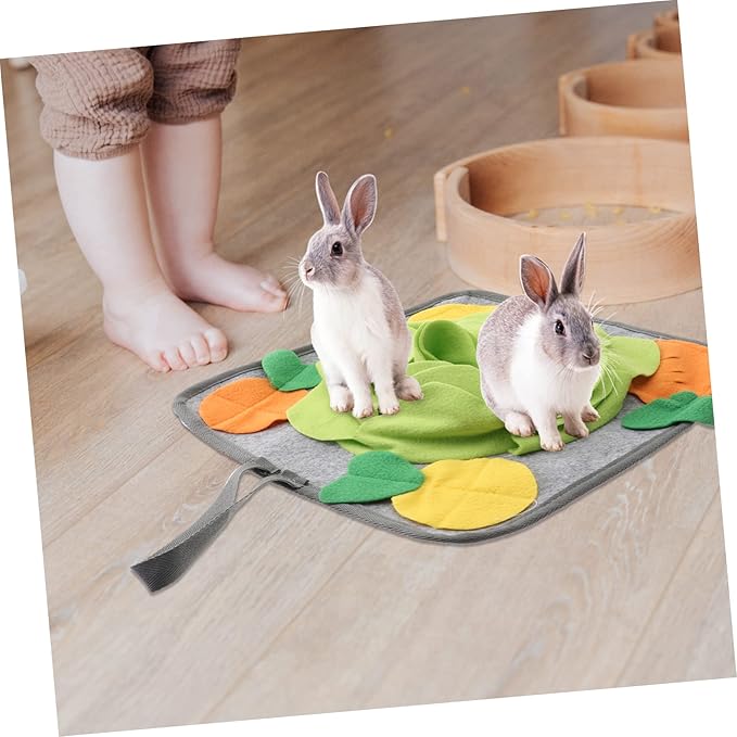 Toyvian Rabbit Foraging Mat Random Pattern Design Slow Feed Snuffle Mat for Rabbits Reduces Anxiety and Encourages Play Bunny Toy for Small Pets