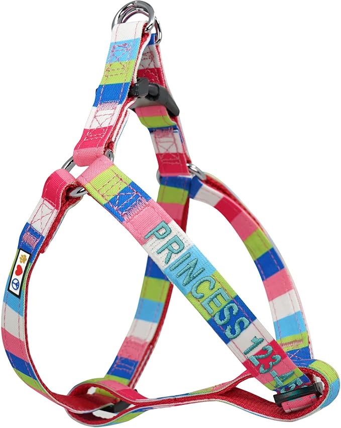 Pawtitas Personalized Dog & Puppy Harness Extra Small Pink/Blue/Teal/Green Custom ID Tag Adjustable No Pull Vest