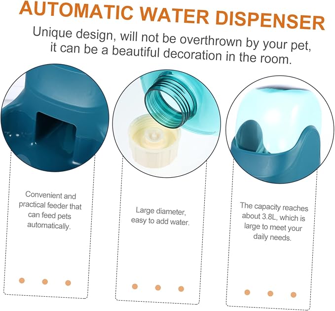 Automatic Pet Water Dispenser Capacity Gravity Waterer for Dogs and Cats Non-Slip Base Easy to Clean for Keeping Pets Hydrated