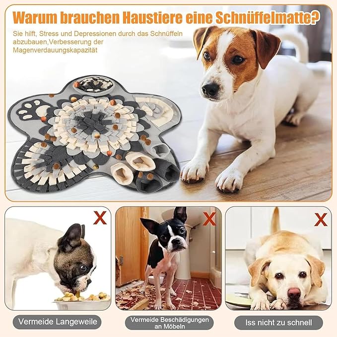 Snuffle Mat for Dogs, Interactive Foraging Design, 60x60x3cm, Puppy Foraging Toy, Interactive Dog Food Pad, Slow Feeding Benefits, for Repeated Indoor Play in Apartments, Homes, Offices, Living Rooms