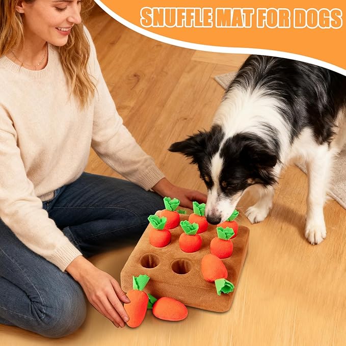 Cat Snuffle Mat, Carrot Snuffle Mat for Dogs, Dogs Plush Puzzle Toys, Plush Carrot Puppy Feeding Game, for Small Medium Large Senior Kitten Enrichment Boredom Relief Feeding