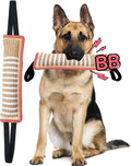 Clysoru Squeaky Tug Toy for Dogs Jute with 2 Strong Handles Lasting Training Equipment Puppy to Large Dog Interactive Toys of War Pull Indestructible Rope Pet Crinkle Teething