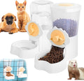 Automatic Food and Water Dispenser Set, Cage Hanging Auto Food Feeder Water Bowl for Cat Dog Rabbit Ferret Guinea Pig for Cage, Replenish Pet Feeder Waterer Removable Pet Food Water Container (Yellow)
