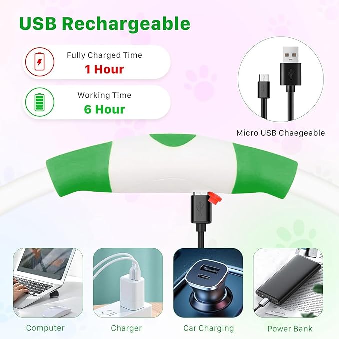 LED Dog Collar, USB Rechargeable Promote Visibility Dog Glow Collar for Outdoor Walking (Green)