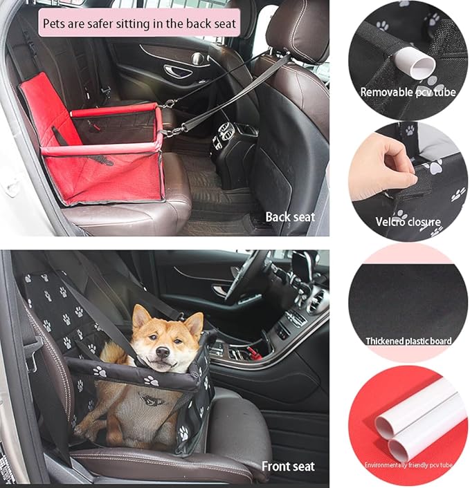 Pet Car Seat for Hyundai Kona II I SX2 OB 2.Gen/1.Gen 2018-2021 2022 2023 2024 2025 2026 Dog Car Seat with Leash Portable Dog Bed for Car Washable Foldable Car Pet Bag,Grey Footprint