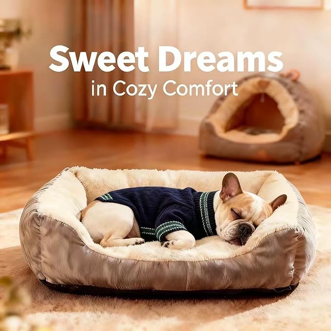 Small/Medium Dog Sweater, Warm Dog Winter Coat w/Sleeves, Comfortable High Neck & Leash Hole, Premium Dog Clothes for Bulldog-Best for Holidays, Daily Walks L Blue