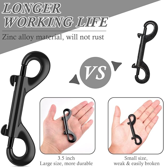 ERKOON 3.5 inch Double Ended Bolt Snaps Hooks 110lbs Load Capacity Zinc Alloy Double Sided Clips Heavy Duty Trigger Snap for Dogs Leashes/Water Bucket/Horse Feed/Hammocks (35 Pack)
