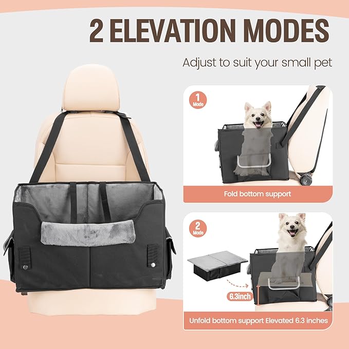 Dog Car Seat for Medium or Large Dogs Size Portable Car Booster Seat for Dogs with Harness and Thick Cushion, Perfect for Small Pet up to 45lbs(Black)