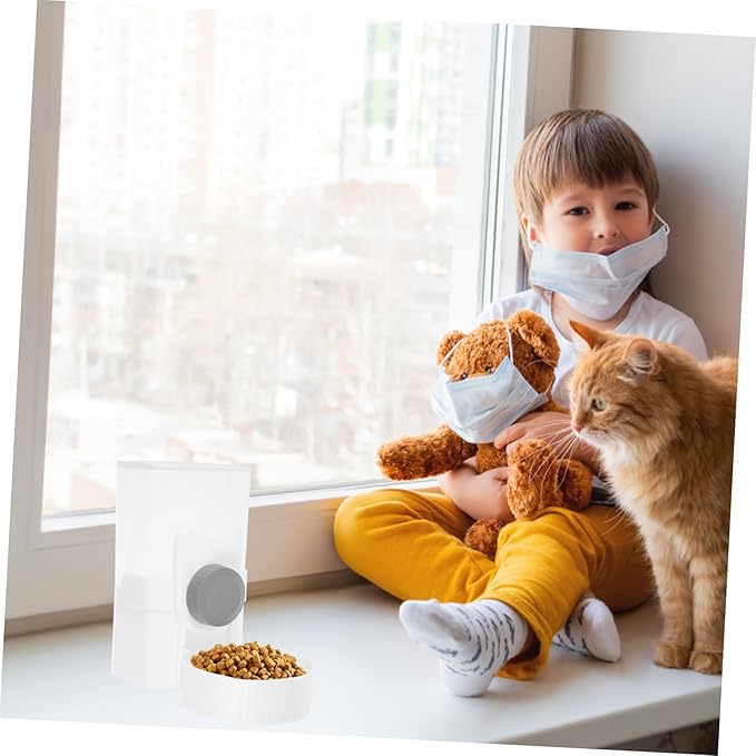 Automatic Pet Feeder Container Hanging Type Puppy Food Dispenser Control and for Cats and Dogs Prevents Overflow and Spills for Use
