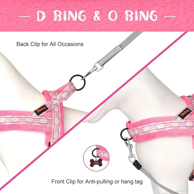 Didog No Pull Dog Harness with Soft Padded, Easy Walk Dog Harness with Quick Release Buckle, Adjustable & Reflective Pet Harness with Soft Padded for Medium Large Dogs (L:Chest 26-33", Pink)