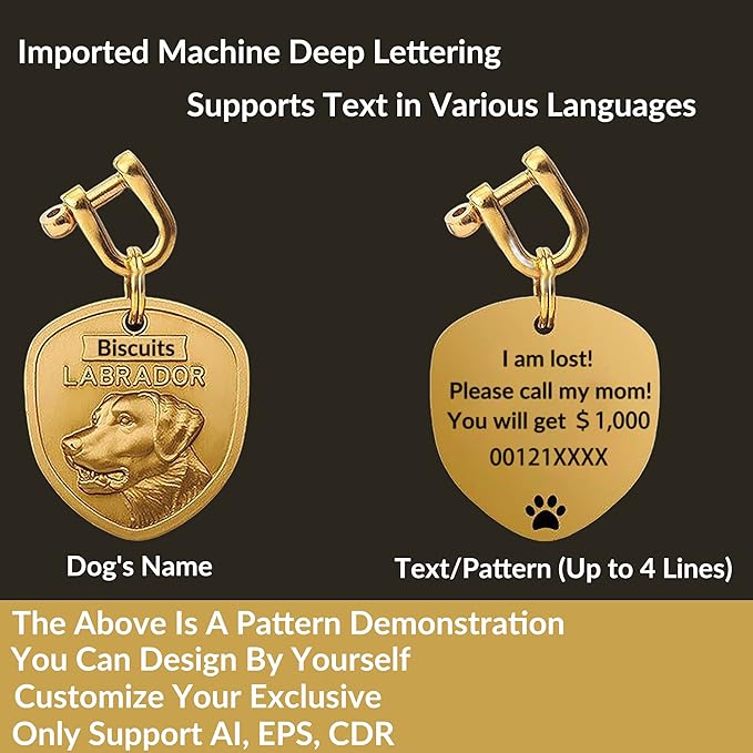 Vintage Pure Copper Pet ID Tags,Personalized Dog Tags,Three-Dimensional Relief Pet Pattern,Lettering on The Front and Back,Custom Pet Tags (A26-Springer Spaniel), 3.5 Cm