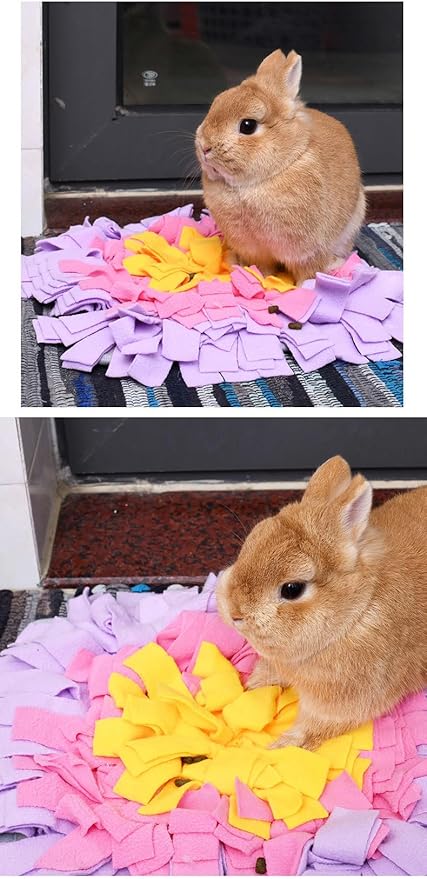 Mini Square Snuffle Mat for Small Pets, Interactive Nose Work Toy for Rabbits Hamsters Dogs, Fun Foraging Pad for Boredom Relief and Energy Release (A10)