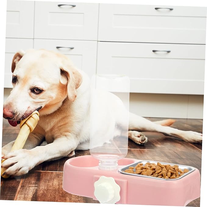 BESPORTBLE 1set Hanging Automatic Water Feeder for Dogs and Cats Detachable Non-Skid Bowls Dual Food and Water Function Convenient Pet Feeding