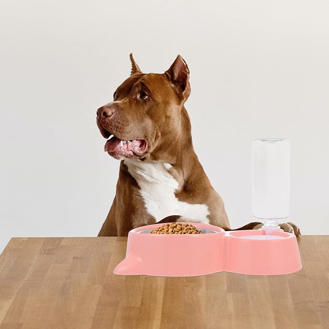 1pc Automatic Pet Feeding Bowl Cat Ear Design Dual Use Food and Water Dispenser for Cats and Dogs Easy to Compact and Lightweight