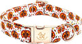 Elegant little tail Thanksgiving Dog Collar, Turkey Print Pet Collar Dog Durable Cute Dog Collars Winter Holiday Male or Female Pet Gift Adjustable Dog Collar for X-Large Dogs