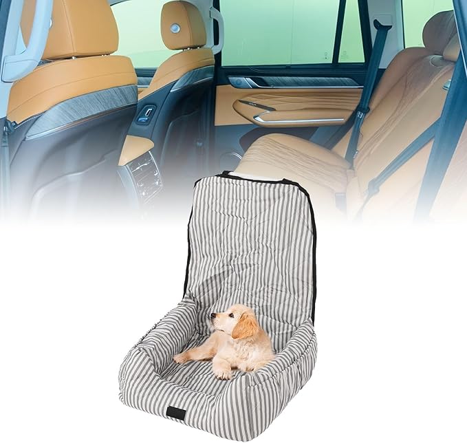 Pet Car Seat Travel Bed, Dog Booster Seat Portable Detachable Water Proof Polyester PP Cotton Puppy Dog Booster Seat for Comfortable Travel