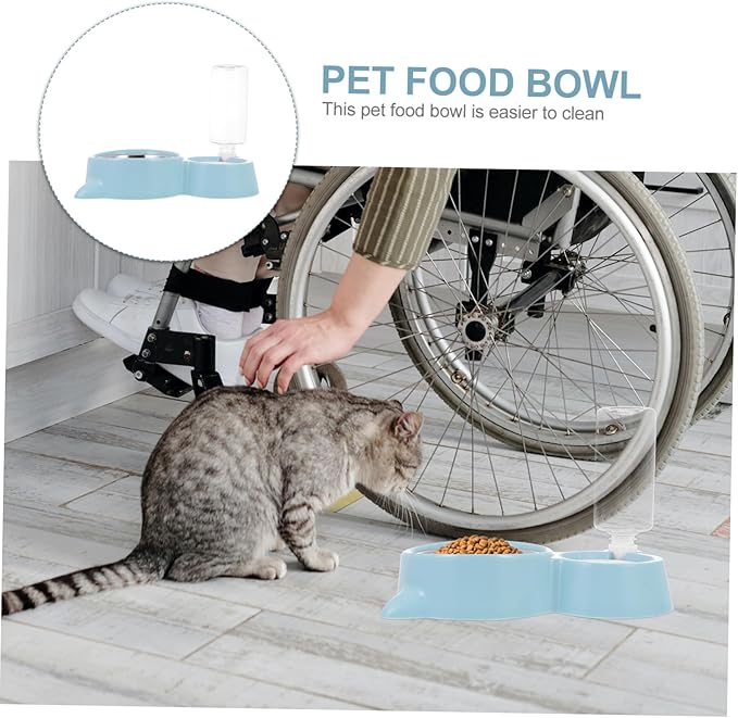 1pc Pet Feeder and Water Dispenser Practical Cat Bowl Automatic Dog Bowl Replaceable Water Bottle Choke Stainless Steel Design for Cats and Dogs