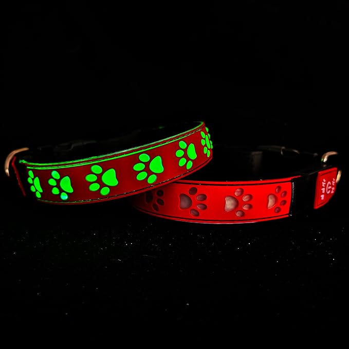 Subversive USB-C led Light up Dog Collar, Subversive 3D Cross Design Comfortable and Soft Material,Multicolored Lighting (PAW-RED, XS(7.87-11.8"))