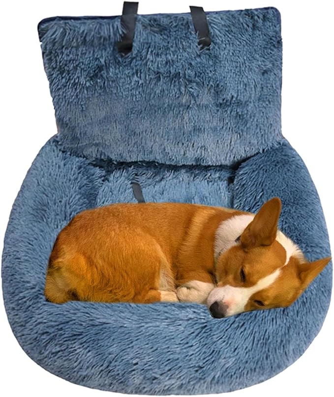 Dog Car Carrier Seat – Large Console Booster Seat, Soft Detachable Pet Carrier, Washable Dog Travel Bed | Pet Booster Seat with Leash & Strap, Washable Dog Car Seat, Safe Dog Car Seat for Travel