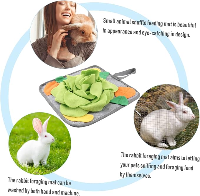 Toyvian Rabbit Foraging Mat Random Pattern Design Slow Feed Snuffle Mat for Rabbits Reduces Anxiety and Encourages Play Bunny Toy for Small Pets