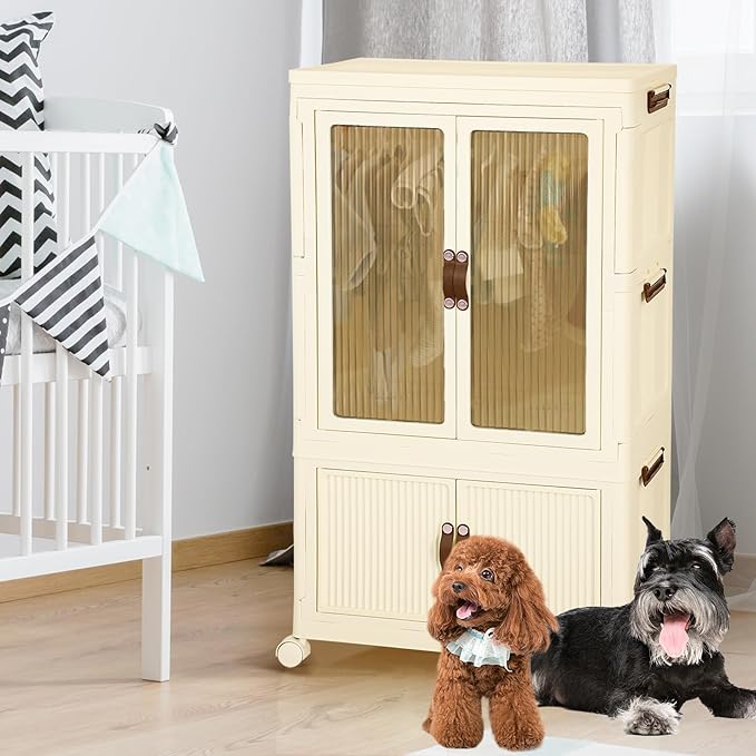Dog Wardrobe with Wheels, Drawers and Hangers for Dog Clothes and pet Accessories 1