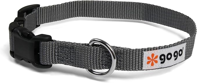 GOGO Pet Products Comfy Nylon 5/8-Inch Adjustable Pet Collar, Small, Gray