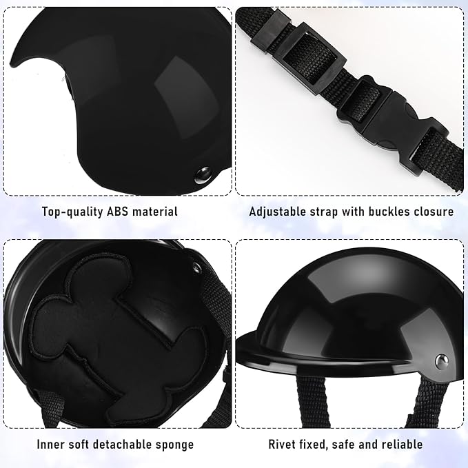 Frienda Dog Helmet and Goggles, UV Protection Doggy Sunglasses and 4 Inch Padded Puppy Motorcycle Helmet Adorable Dog Goggles with Adjustable Belt for Small Dogs Puppy Riding(Black,L)