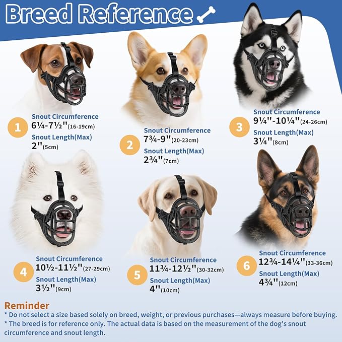 BARKLESS Dog Muzzle to Prevent Biting, Scavenging, Basket Muzzle for Small Dogs, Soft & Lightweight & Sturdy Mouth Cover with Removable Collar Loop for Training, Walking (Black, 2)
