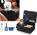 Console Dog Car Seat for Small Dogs Cats Portable Cat Travel Litter Box with Lid and 10 Pcs Disposable Liner Bags Black
