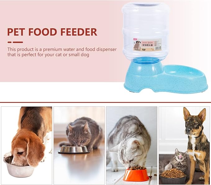 Dog Automatic Drinking Fountain Pet Food Bowl Dispenser 3.8l Capacity Skid- and Leakproof Design