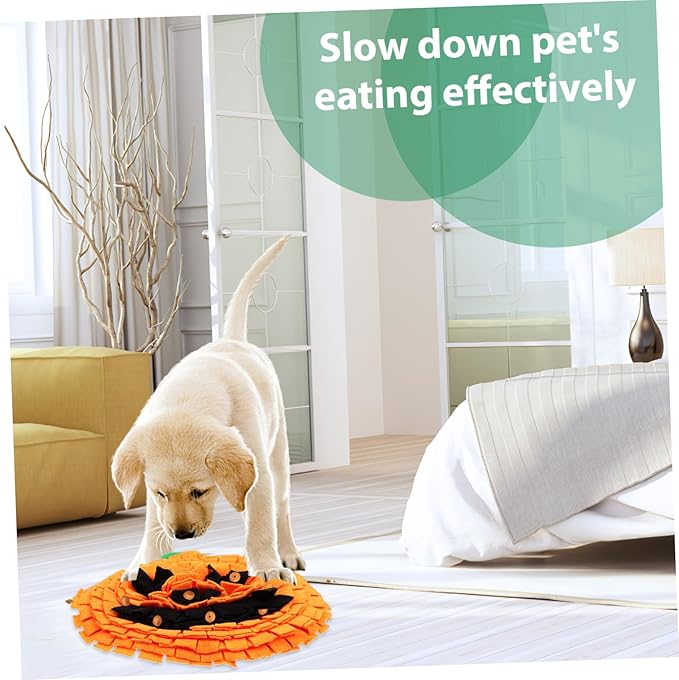 Milisten Pumpkin Snuffle Mat for Dogs Sniffing Feeding Mat Soft Polar Fleece Design Large Breed Interactive Plaything Easy to Clean Unique Home Decoration