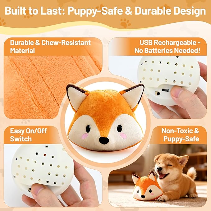 Automatic Puppy Toy for Anxiety & Boredom Relief - Self-Moving, Bouncing & Vibrating with Sound for Mental Stimulation | Rechargeable, Chew-Resistant for All Breed Sizes