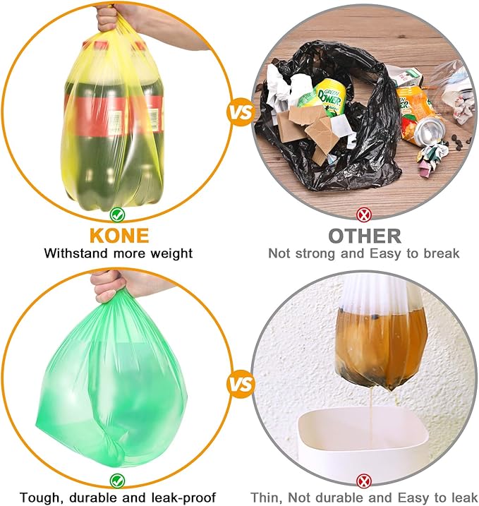 KONE 4 Gallon Trash Bags 168 Count Extra Thick Small Trash Bags Small Garbage Can Bags for Bathroom Home Office Kitchen