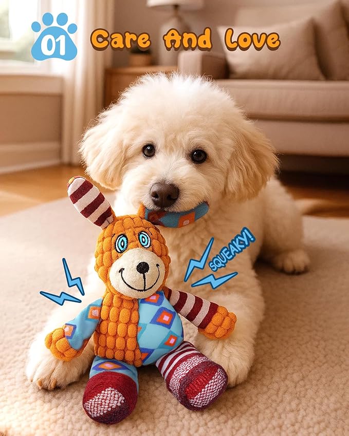 Swooflia Crinkle Dog Toy - Plush Squeaky Toys for Puppies,Treat Boredom for Small Dogs,Interactive Stimulating Puppy Toy to Keep Them Busy