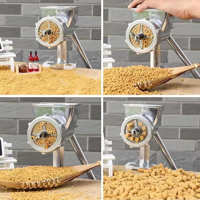 Manual Pet Food Pellet Machine, Pet Dog Cat Feed Maker with 1.5/2/2.3/2.5/3/3.5/4/5/6/7/8/9/10mm Molds Optional, for Animals Feed Processing
