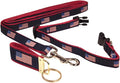 Preston Ribbons Dog Collar and Leash Set, American Flag, Small Dogs, Free Matching Key Ring (Small, 3/4 Inch Width)