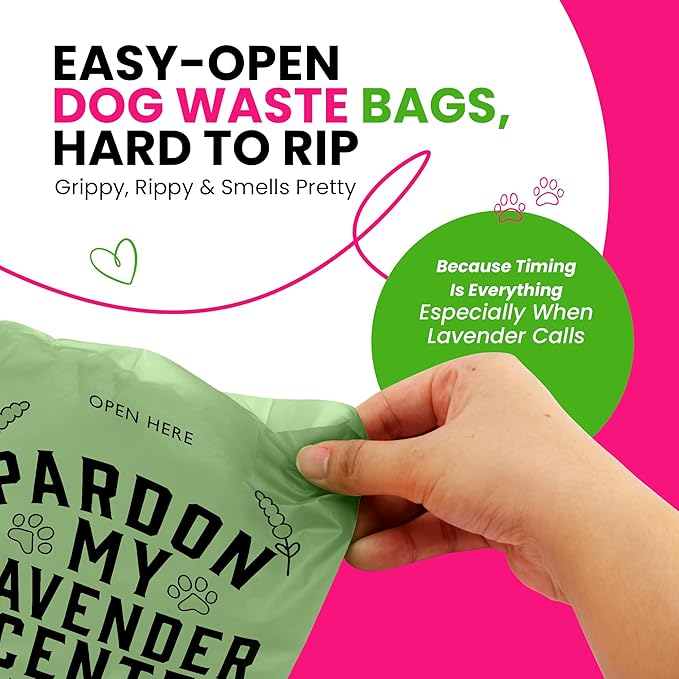 Dog Poop Bags 120 Count – Leakproof, Easy Open, Lavender Scent | Extra Thick Plant-Based PLA + PBAT, Fits All Dispensers | Funny Hey Stinky Design – $1 Donated to Service & Therapy Dogs