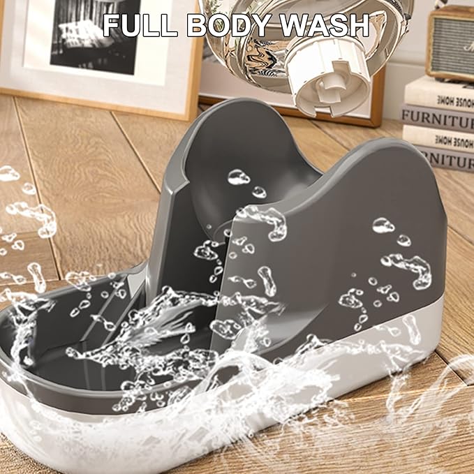 Automatic Pet Feeder with Transparent Tank - Large Capacity and Automatic Easy Cleaning Water Refill Design and Top Lid Gravity Water Bowl Cat Dog Feeder. Grey A