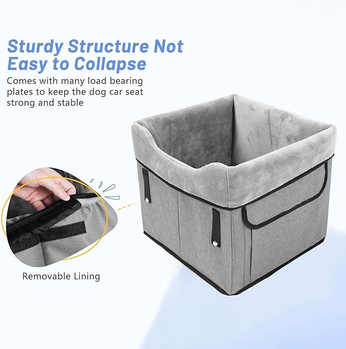 ZJchao Dog Car Seats for Small Dogs, Portable Dog Booster Car Seat with Adjustable Strap Oxford Fabric Dog Booster Seat Pet Travel Bed Small Dog Car Seat Dog Car Travel Carrier Bed