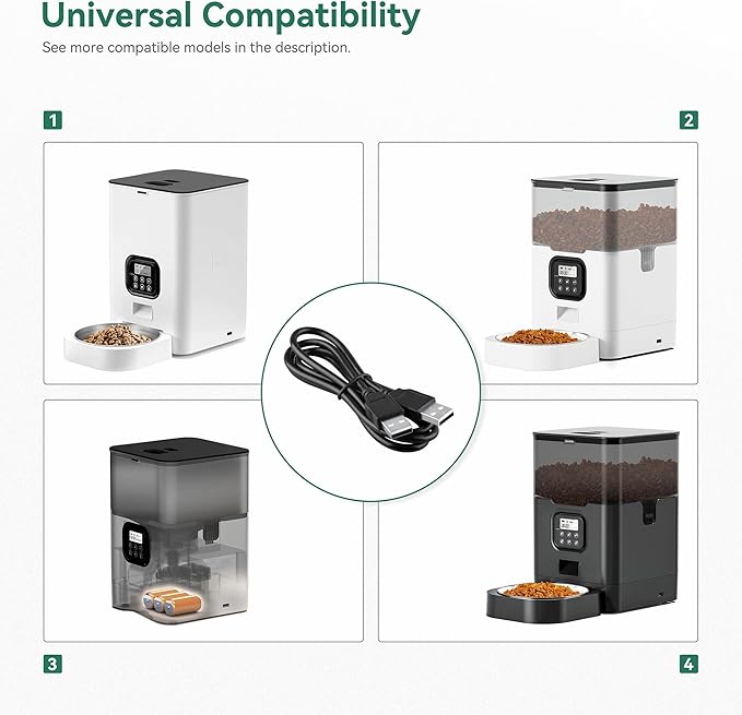 FITE ON USB Power Cord Compatible with VOLUAS DY002 Cat Feeder Pet Food Dispenser