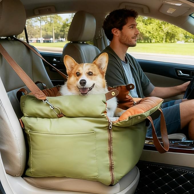 [JINWEIPRO] Dog Car Pet Safety Seat - Crash-Tested, Secure Harness & Comfortable Cushion - Suitable for Small to Medium Pets (Up to 30lbs) - Easy Installation