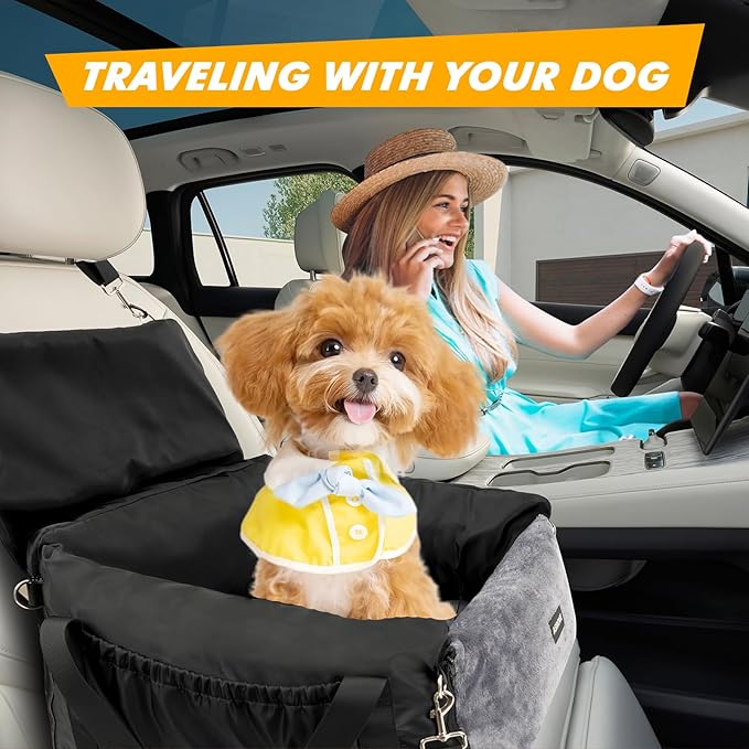 Dog Car Seat Cover for Cars, Dog Seat Cover Hammock, Non-Slip Backseat Extender with Mesh Window, Safety Leashes & Pockets, Waterproof Pet Car Protector for SUV, Truck, Sedan (Fits10-30lbs)