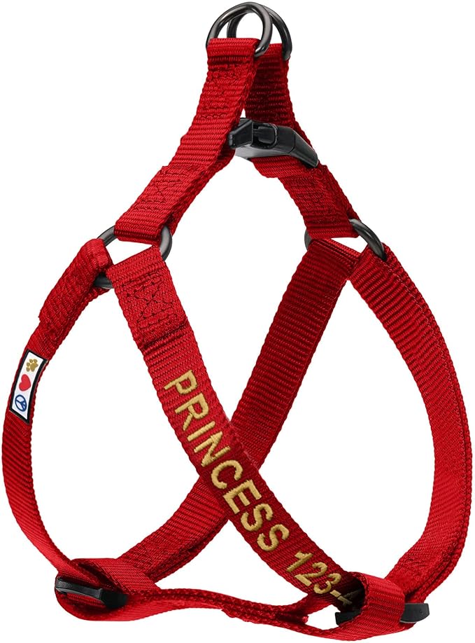 Pawtitas Personalized Dog & Puppy Harness Extra Small Red Custom ID Tag Adjustable No Pull Vest