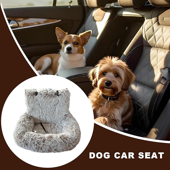 Pet Car Seat Plush – Stylish Puppy Cushion, Ergonomic, Stylish, Non Slip Travel Bed, Traveling Camping Kitten Road Trip | Multipurpose Outdoor Indoor Utility Lightweight Compact